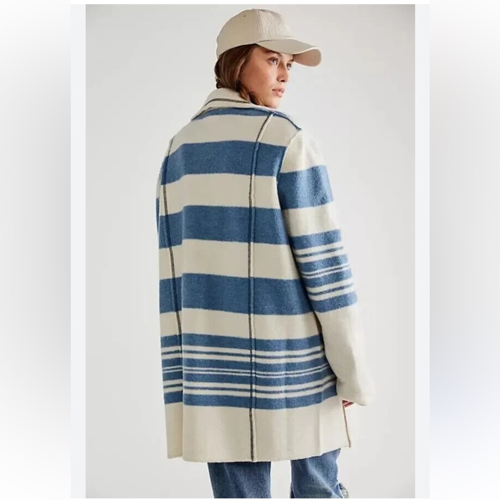 We the Free Blue and Cream Striped Women's Sweater - Picture 2 of 10